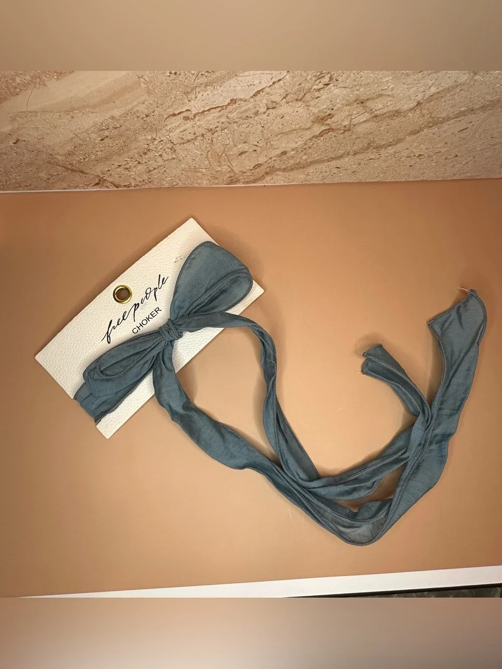 ☀️SUMMER SALE ☀️ Free People Oversized Bow Choker Slate Blue NWT